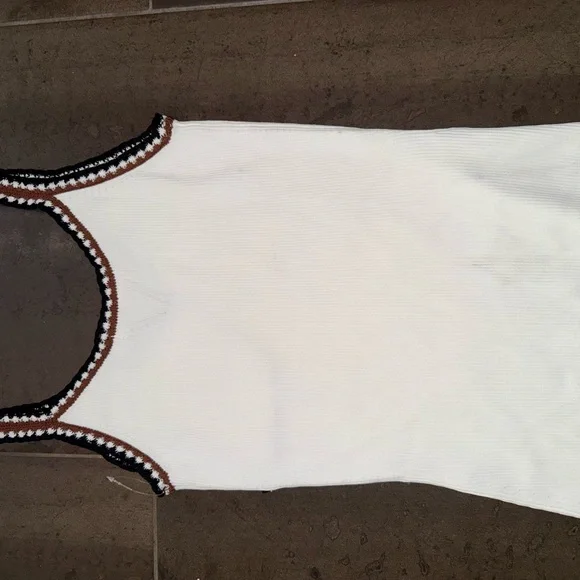 bishop + young White Tank Top with Black and Brown Accents - Picture 4 of 4